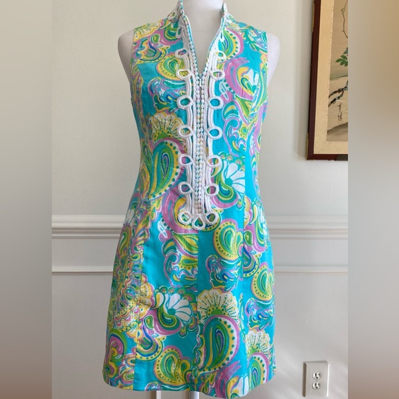 Lilly Pulitzer Alexa Shift Dress “Shorely Blue Double Trouble" sz 4 - Picture 3 of 16